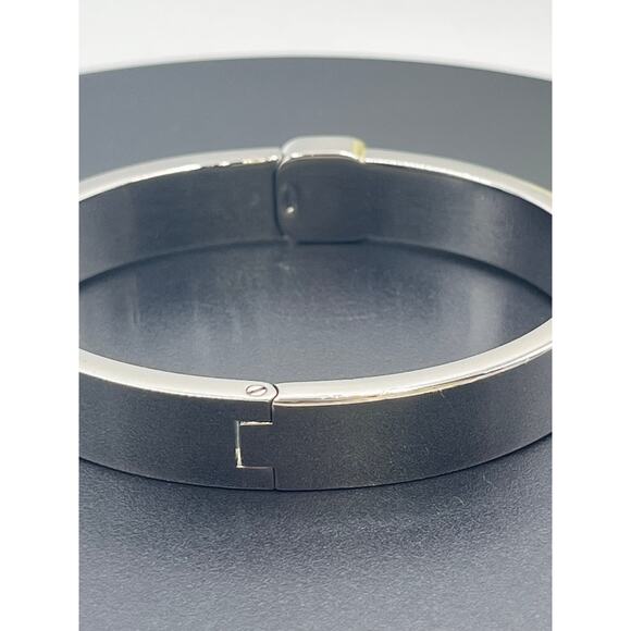 Michael Kors Urban Rush Silver Hinged Square Cut Center‎ Stone Bangle Bracelet - Picture 7 of 12